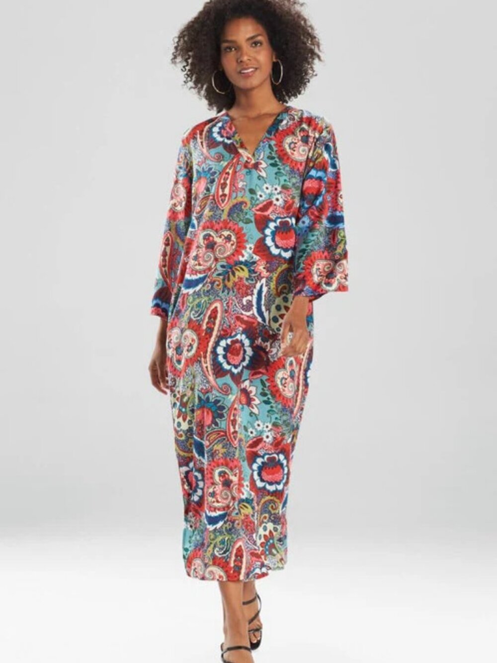 Natori Paisley Printed Kaftan Multicolor M